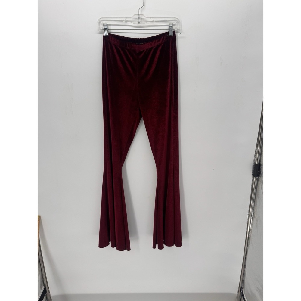 Women Velvet Slim Stretch Bell Bottom Pants High Waist Wide Leg Flared Trouser
